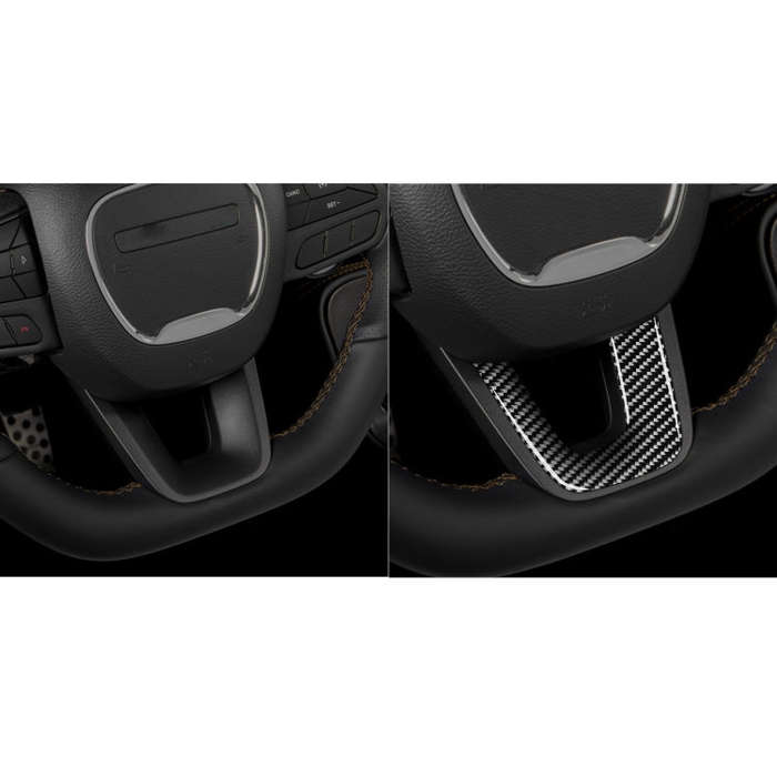 Carbon Fiber Car Steering Wheel Chin Decorative Sticker for Dodge Challenger 2015 to Now, Left Dr...