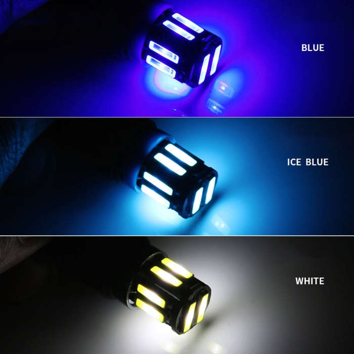 10pcs T10 DC12V / 0.96W / 0.08A Car Clearance Light 10LEDs SMD-7020 Lamp Beads (Blue Light)