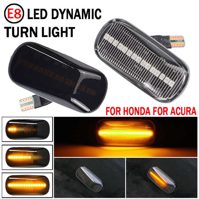 2pcs For Honda Civic 2001-2015 Car Dynamic LED Fender Side Light 34301-S5H-T02(Transparent)