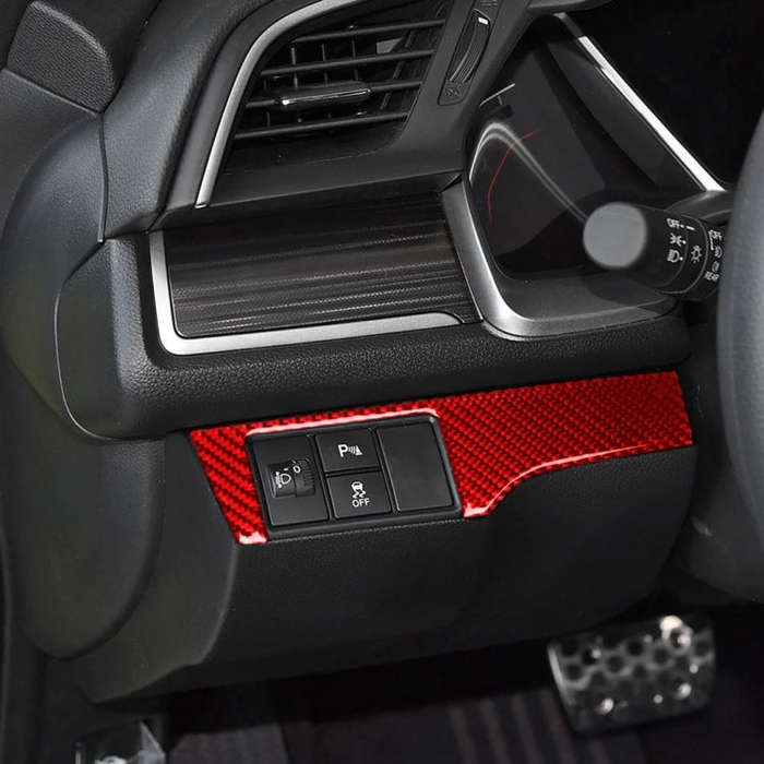 Car Carbon Fiber Headlight Switch Panel Decorative Sticker for Honda Tenth Generation Civic 2016-...