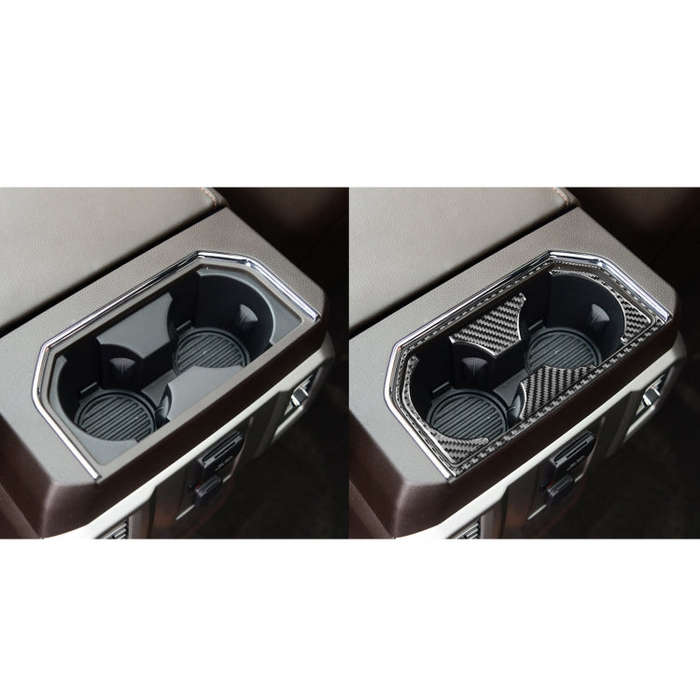 Car Carbon Fiber Rear Water Cup Holder Frame Decorative Sticker for Ford F150 2017-2020, Left and...