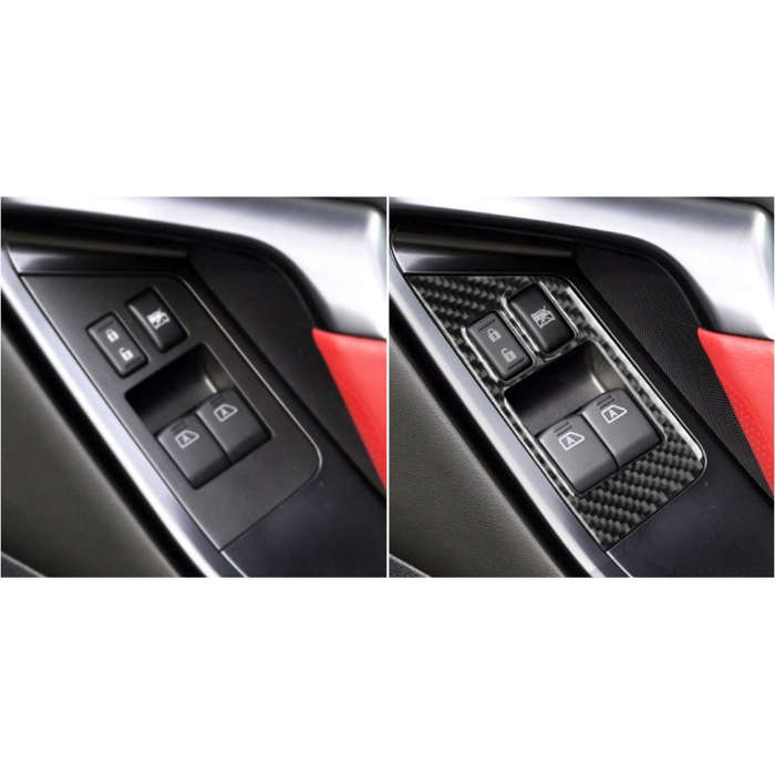 2 PCS Car Carbon Fiber Window Lift Defogger Button Decorative Sticker for Nissan GTR R35 2008-201...