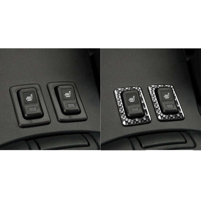 2 PCS Car Carbon Fiber Seat Heating Button Frame Decorative Sticker for Mazda RX8 2004-2008, Left...