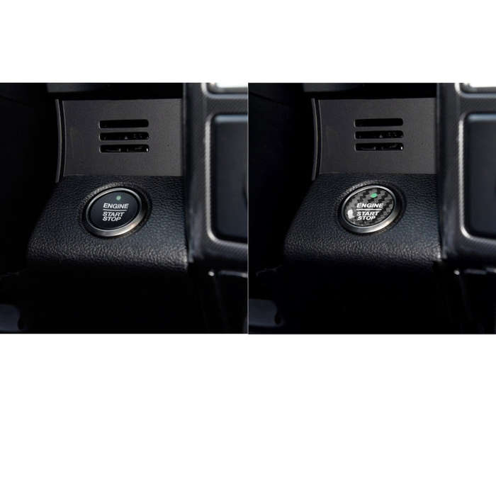 Car Carbon Fiber Engine Start Button Decorative Cover Trim for Ford Focus 2019 (Black)