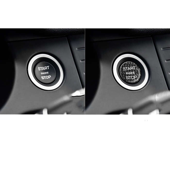 Car Carbon Fiber Engine Start Button Decorative Cover Trim for Land Rover Discovery 2016-2019 (Bl...