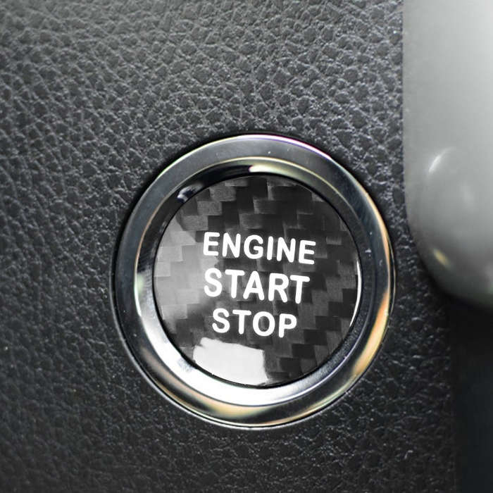 Car Carbon Fiber Engine Start Button Decorative Cover Trim for Toyota Highlander (Black)