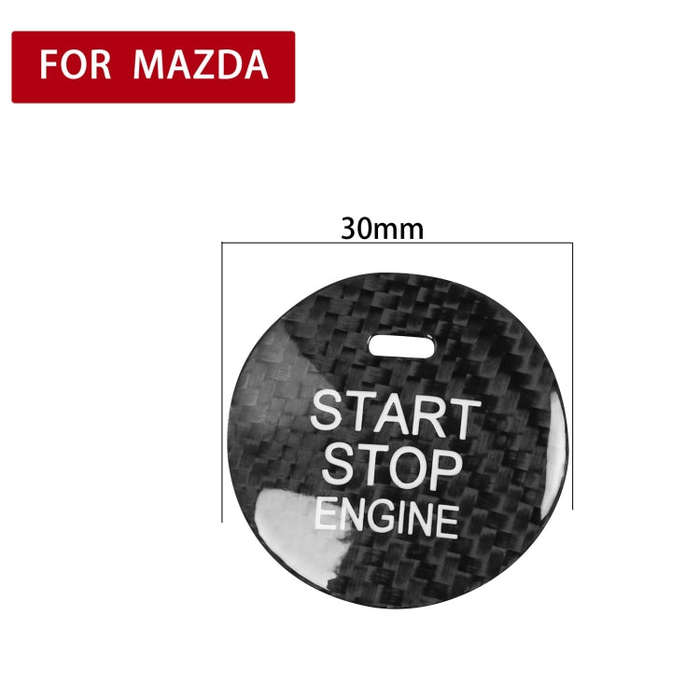 Car Carbon Fiber Engine Start Button Decorative Cover Trim for Mazda CX-8 (Black)