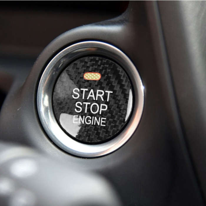 Car Carbon Fiber Engine Start Button Decorative Cover Trim for Mazda CX-8 (Black)