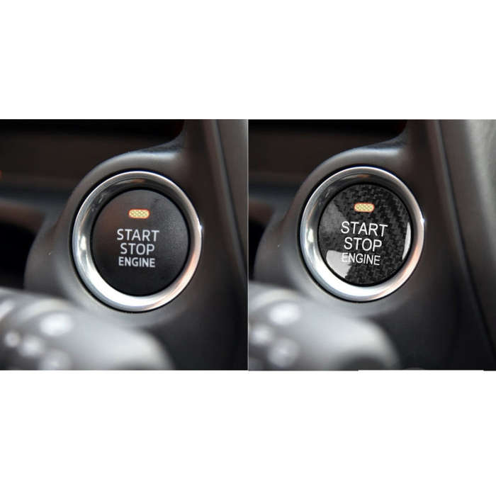 Car Carbon Fiber Engine Start Button Decorative Cover Trim for Mazda CX-8 (Black)