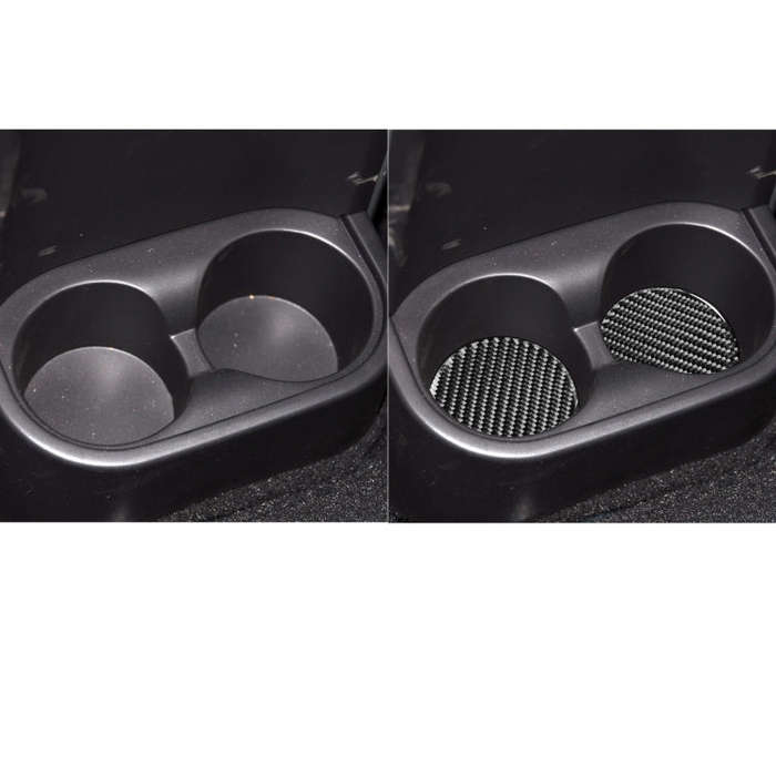 4 in 1 Car Carbon Fiber Water Cup Holder Mat Decorative Sticker for Jeep Wrangler JK 2007-2010, L...