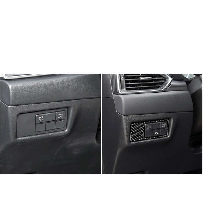 Car Carbon Fiber Headlight Panel Decorative Sticker for Mazda CX-5 2017-2018, Left Drive