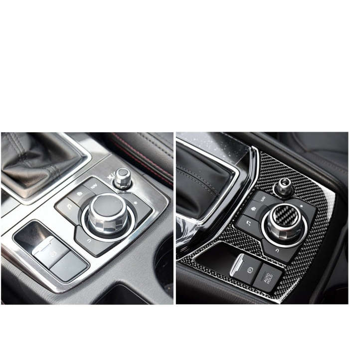Car Carbon Fiber Electronic Handbrake Panel Decorative Sticker for Mazda CX-5 2017-2018, Left Drive