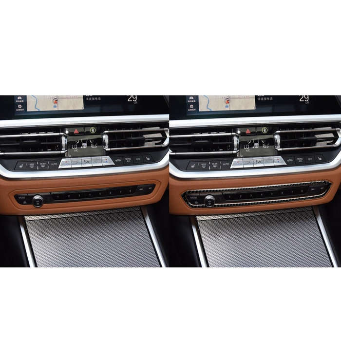 Car Carbon Fiber CD Button Frame Decorative Sticker for BMW 3 Series G20/G28/325Li/330d/335 2019-...