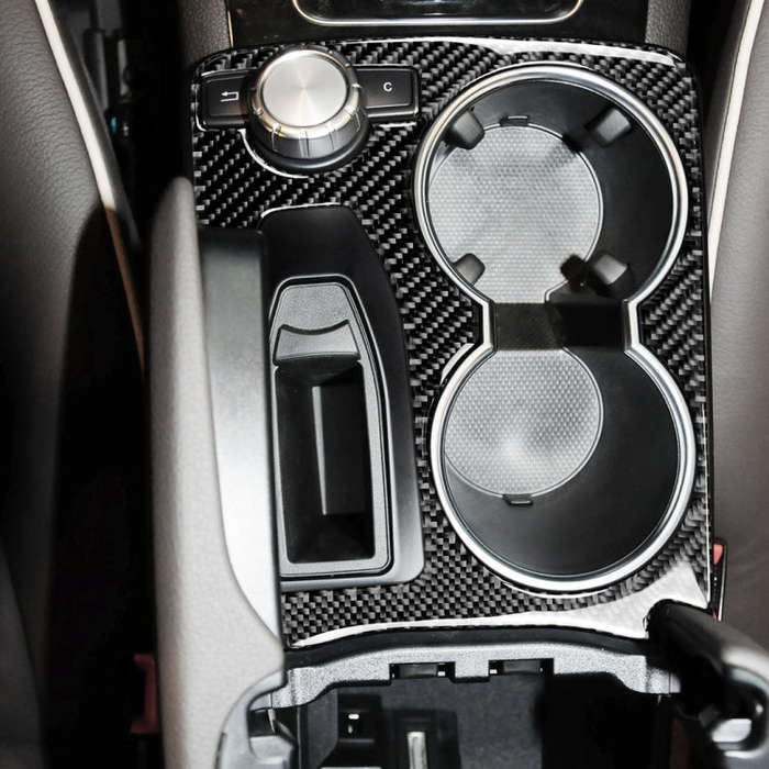 Car Carbon Fiber Solid Color Handrail Water Cup Holder Decorative Sticker for Mercedes-Benz GLK 2...