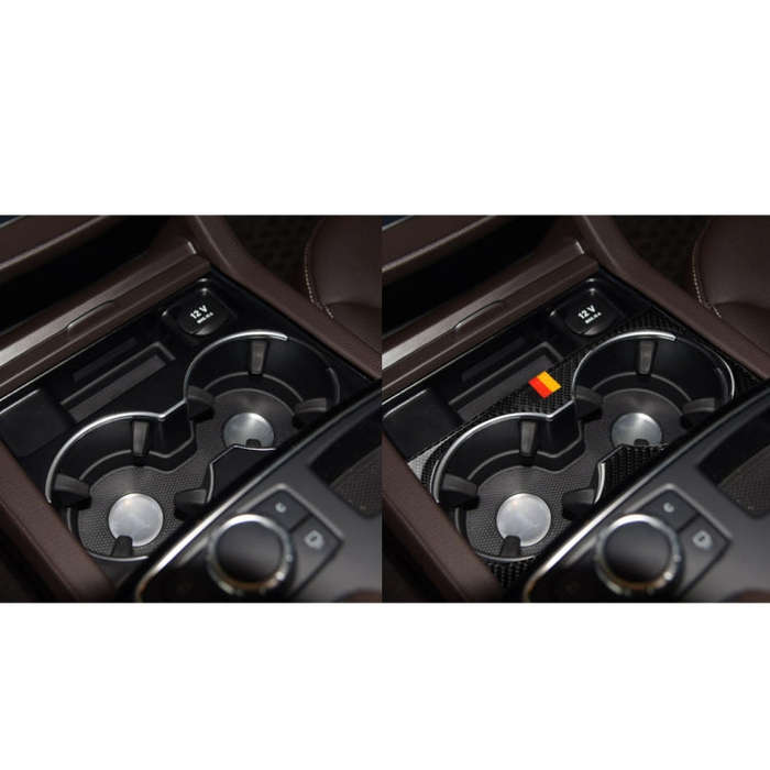 Car Carbon Fiber German Color Water Cup Holder Panel B Decorative Sticker for Mercedes-Benz GLE 2...