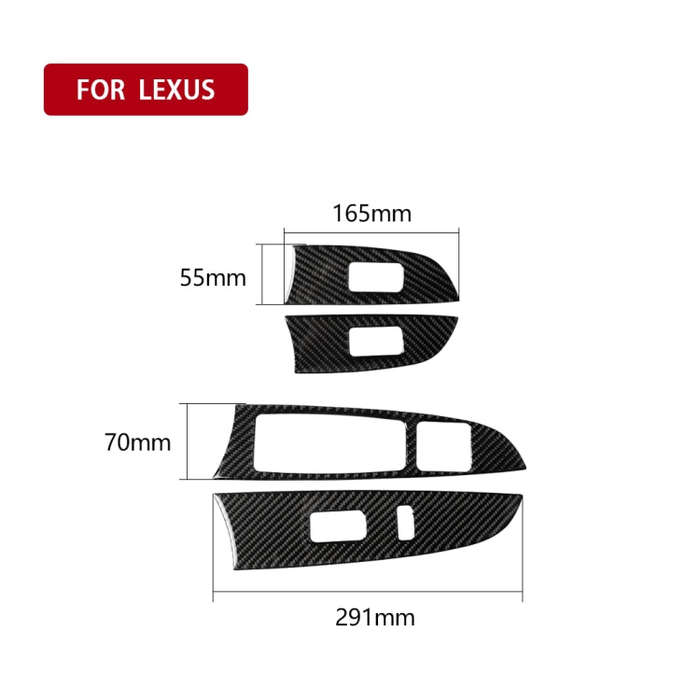 Car Carbon Fiber Window Glass Lift Decorative Sticker for Lexus IS250 300 350C 2006-2012, Left Drive
