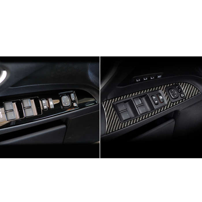 Car Carbon Fiber Window Glass Lift Decorative Sticker for Lexus IS250 300 350C 2006-2012, Left Drive