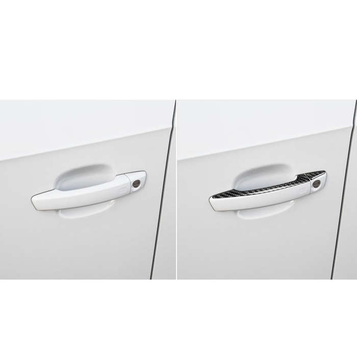 4 PCS Car Carbon Fiber Door Outside Handle Decorative Sticker for Audi A3 2014-2019, Left and Rig...