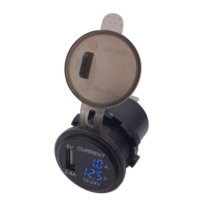 Universal Car Single Port USB Charger Power Outlet Adapter 2.4A 5V IP66 with LED Digital Voltmete...