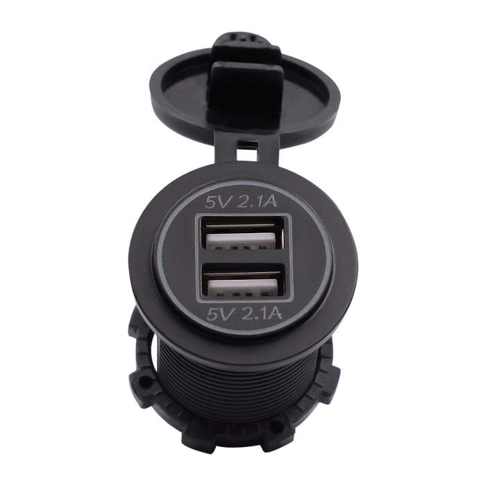 Universal Car Dual USB Charger Power Outlet Adapter 4.2A 5V IP66 with Aperture + 60cm Cable(Red L...