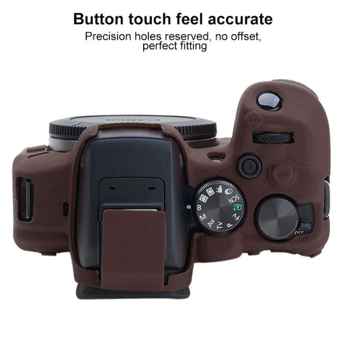For Canon EOS R10 Soft Silicone Protective Case (Coffee)
