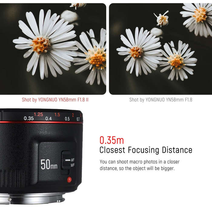 YONGNUO YN50MM F1.8C II F1.8 Auto Focus Lens for Canon EF Mount New Lens (Black)