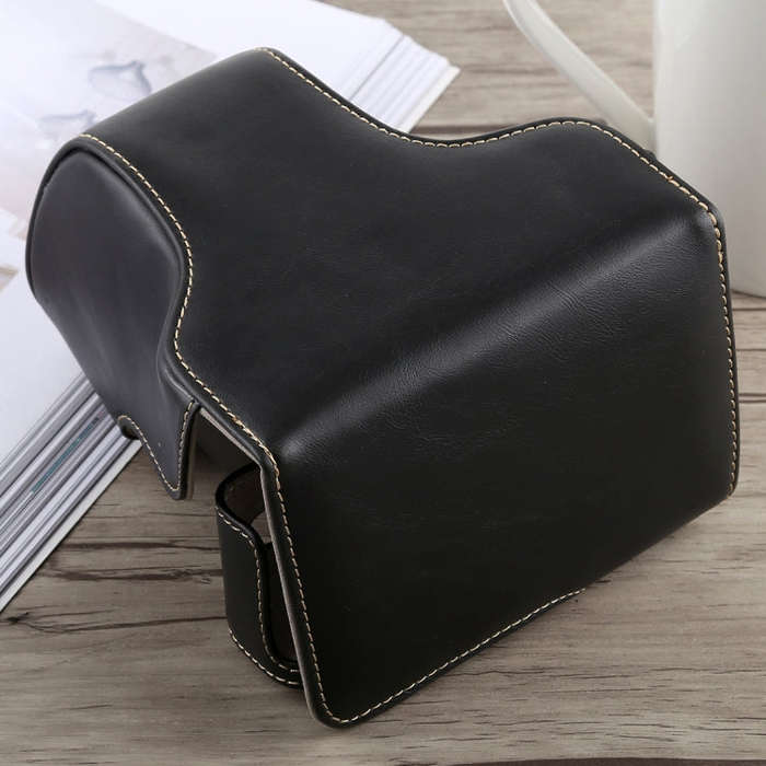 Full Body Camera PU Leather Case Bag with Strap for Fujifilm X-A5 (Black)