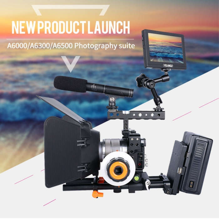 YELANGU C6 Camera Video Cage Stabilizer for Sony A6000 / A6300 / A6500 / A6400 (Black)