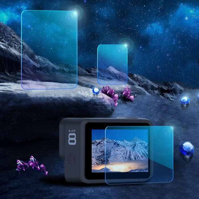 For GoPro HERO8 Black Lens + LCD Display Tempered Glass Film(Transparent)