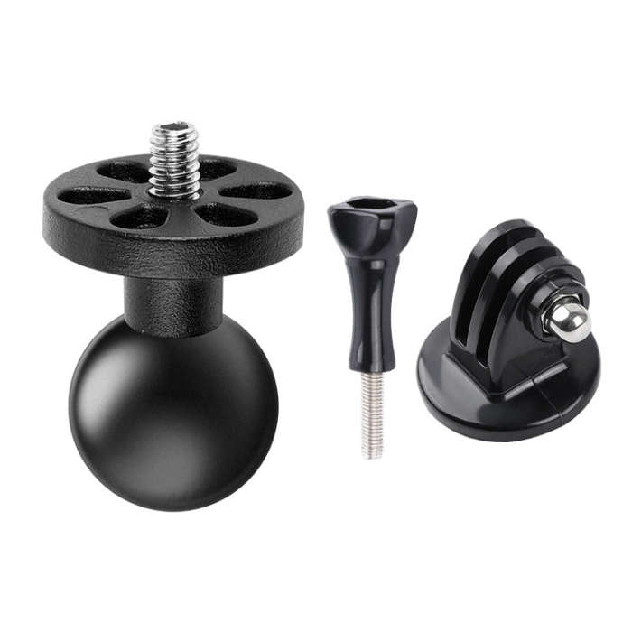 1/4 inch Screw 25mm Ball Head Motorcycle Fixed Mount Holder with Tripod Adapter & Screw for GoPro...