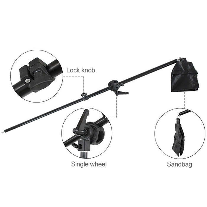 50x70cm Single Light Softbox + 2m Photography Lighting Tripod Mount Stand + Arm Jib Crossbar Brac...