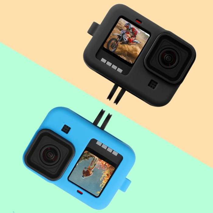 For GoPro HERO10 Black / HERO9 Black Silicone Protective Case Cover with Wrist Strap & Lens Cover...