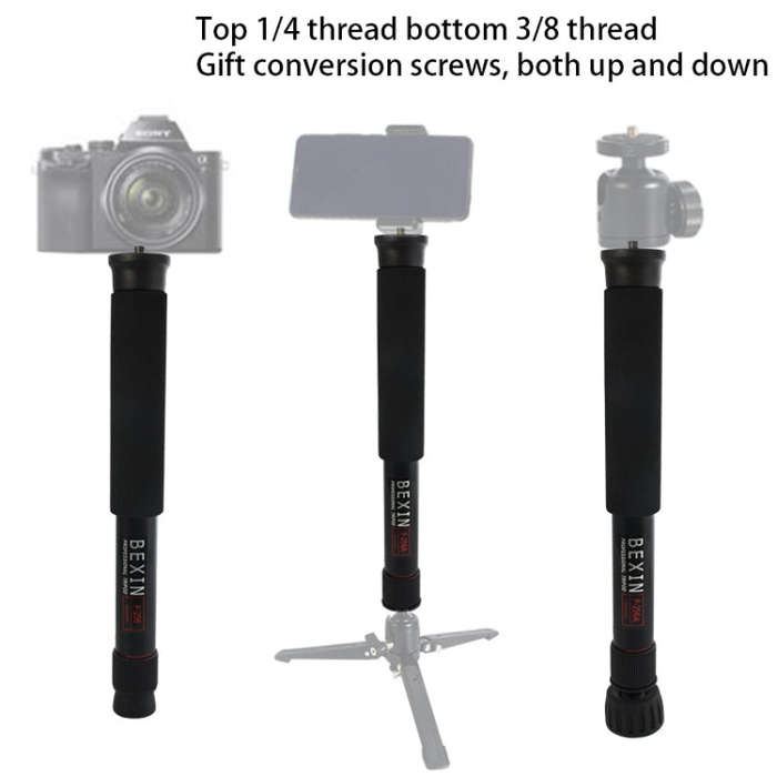 BEXIN P256A Portable Travel Outdoor DSLR Camera Aluminum Alloy Monopod Holder (Black)
