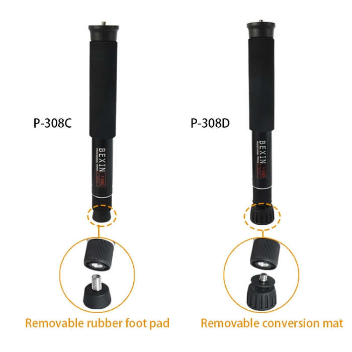 BEXIN P308C Portable Travel Outdoor DSLR Camera Aluminum Alloy Monopod Holder (Black)