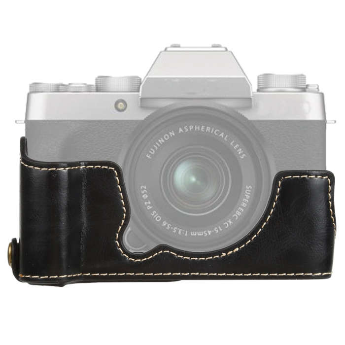 1/4 inch Thread PU Leather Camera Half Case Base for FUJIFILM XT200 (Black)