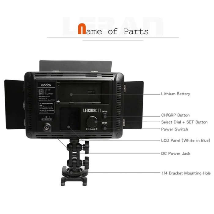 Godox LED308C II 308LEDs Dimmable Photography Light 860LUX Professional Vlogging Video & Photo St...