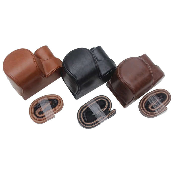 Full Body Camera PU Leather Case Bag for Sony ZV-E10(Coffee)