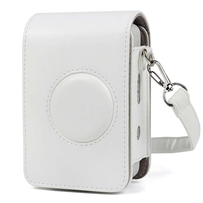 Full Body Camera Retro PU Leather Case Bag with Strap for FUJIFILM instax mini Liplay (White)