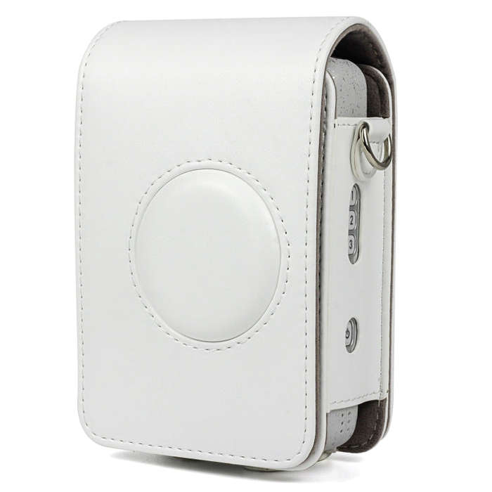 Full Body Camera Retro PU Leather Case Bag with Strap for FUJIFILM instax mini Liplay (White)