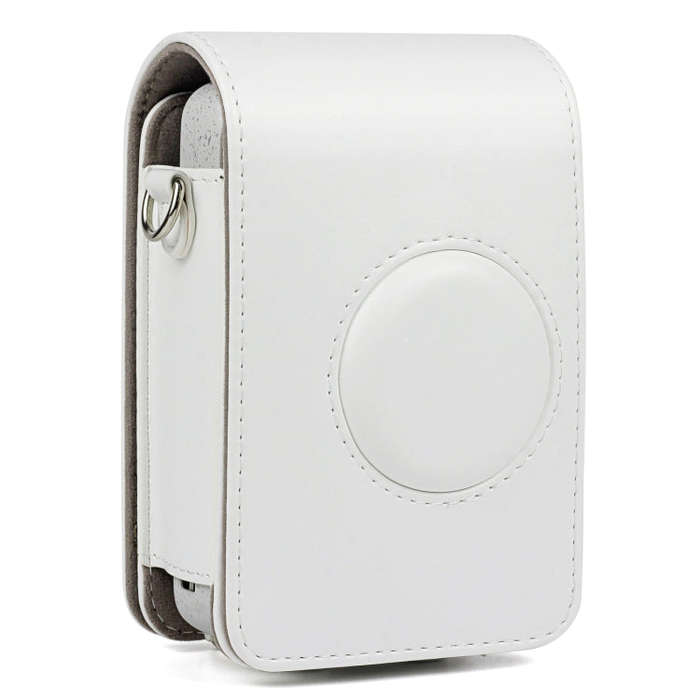 Full Body Camera Retro PU Leather Case Bag with Strap for FUJIFILM instax mini Liplay (White)