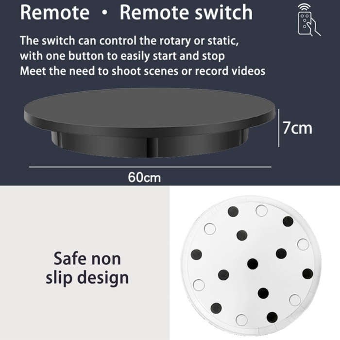 60cm Electric Rotating Display Stand Props Turntable, Load: 100kg, Plug-in Power, UK Plug(White)