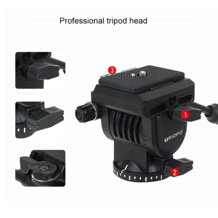TRIOPO K2808 Aluminum Tripod Mount with HY-350 Heavy Duty Damping Head (Black)