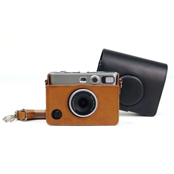 Retro Full Body Camera PU Leather Case Bag with Strap for FUJIFILM instax mini Evo(Black)