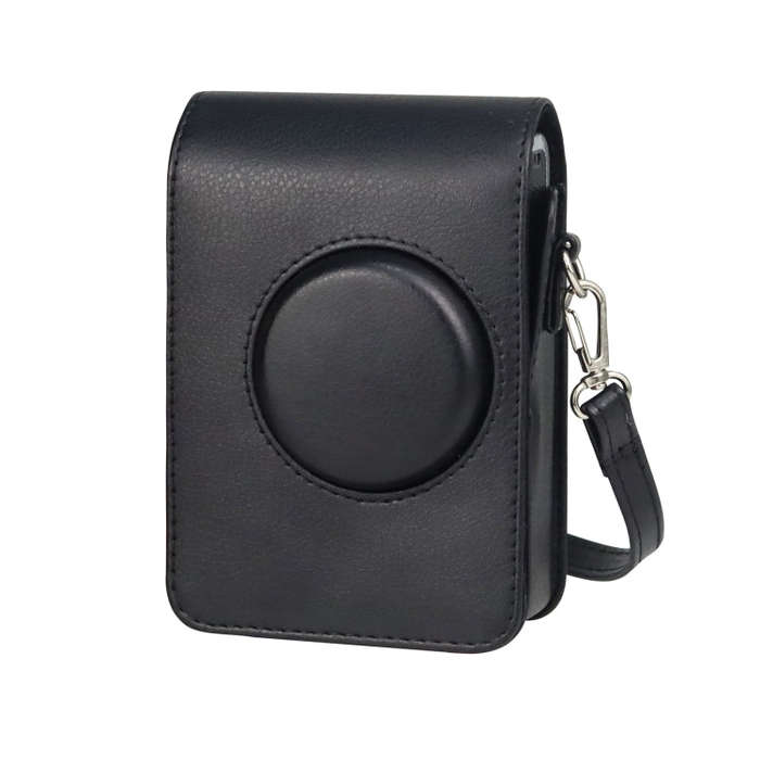Vertical Full Body Camera PU Leather Case Bag with Strap for FUJIFILM instax mini Evo (Black)