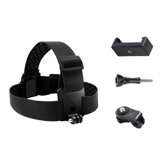Elastic Mount Belt Adjustable Head Strap with Phone Clamp & Screw & S-type Adapter for GoPro HERO...