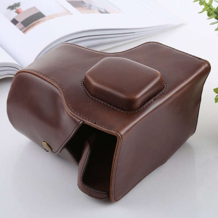 Full Body Camera PU Leather Case Bag with Strap for FUJIFILM X-T3(Coffee)