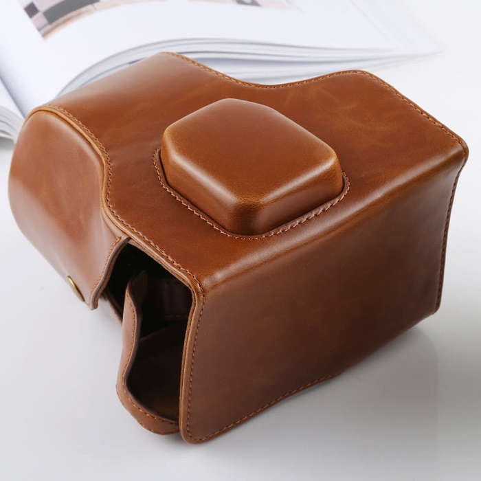 Full Body Camera PU Leather Case Bag with Strap for FUJIFILM X-T3(Brown)