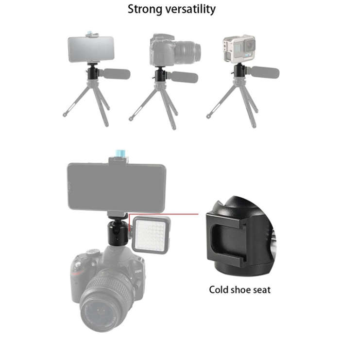 BEXIN HK25 Aluminum Alloy Cold Shoe Tripod Adapter Ball Head (Black)