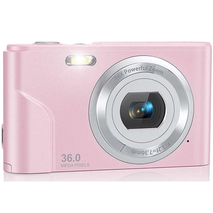 DC311 2.4 inch 36MP 16X Zoom 2.7K Full HD Digital Camera Children Card Camera, US Plug(Pink)