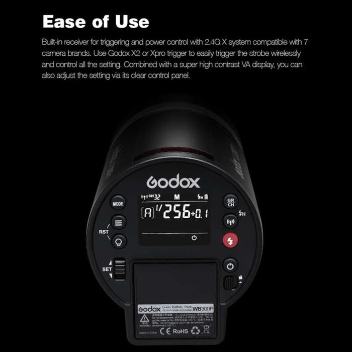 Godox  AD300 Pro 300Ws TTL HSS Pocket Flash Outdoor Speedlite Light Kits(EU Plug)